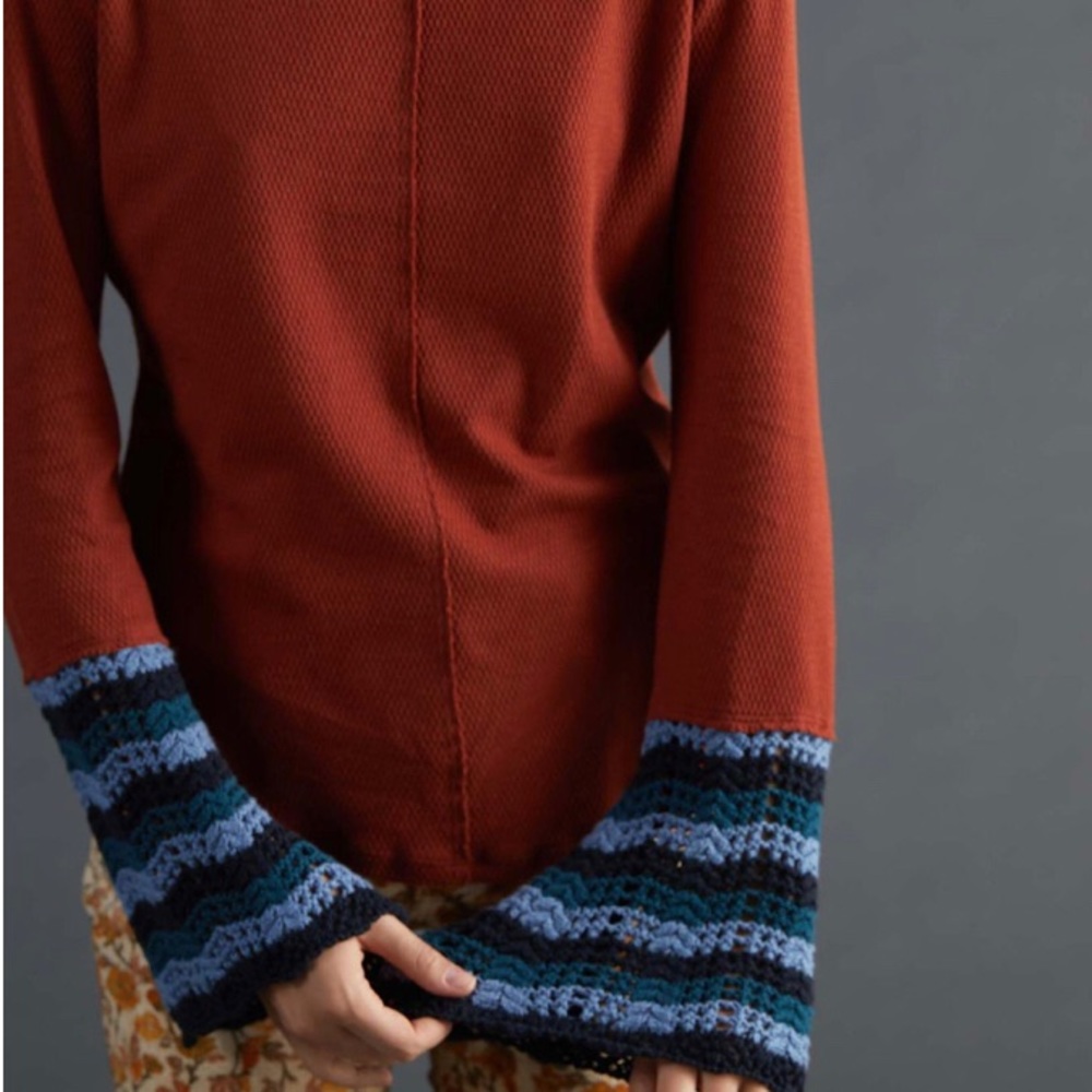 Anthropologie Pilcro Crochet Bell Sleeve Top Size Small